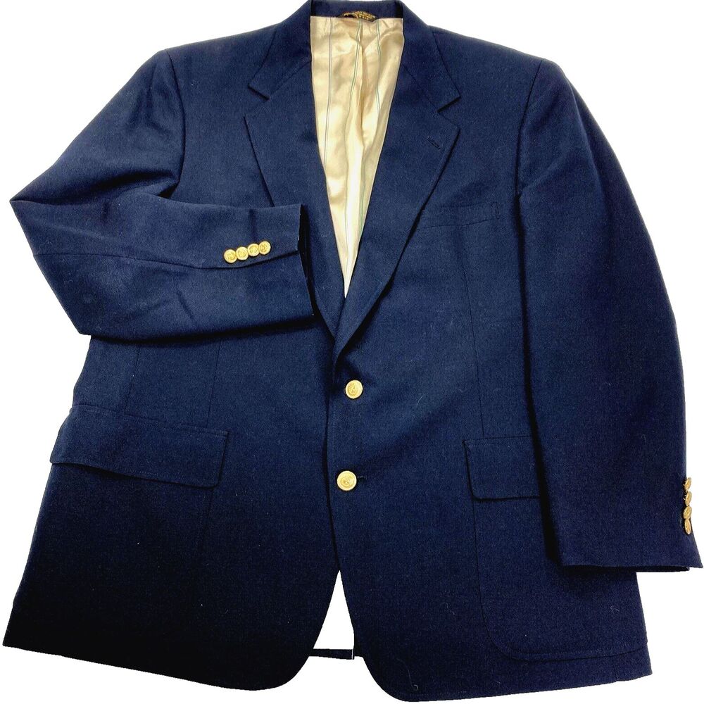 Wimbledon Racquet Club Vintage Blazer Wool Blue Gold Button 44 46 Dillards